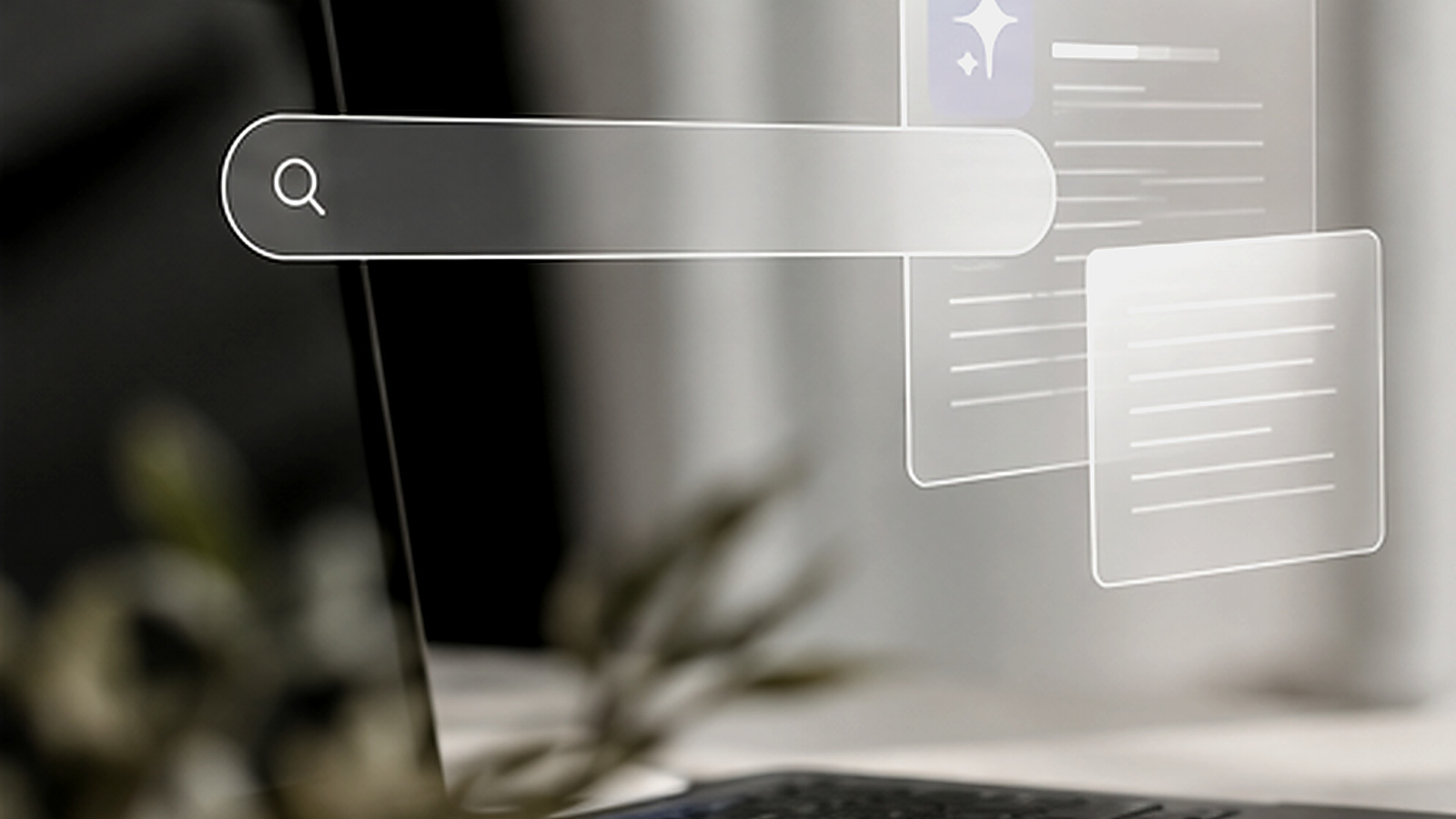 Abstrakti digitaalinen hakunäkymä ja kannettava tietokone